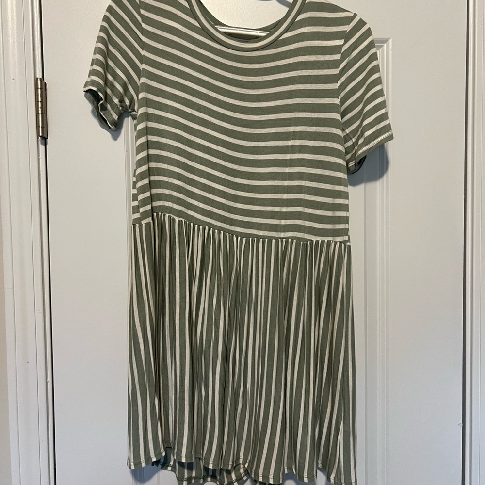 Striped Green and White Top